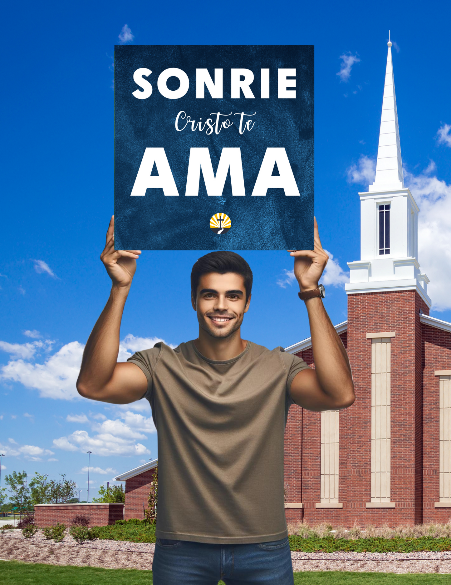 Letreros Manuales Cuadrados Sonrie - Square Handheld Signs Smile